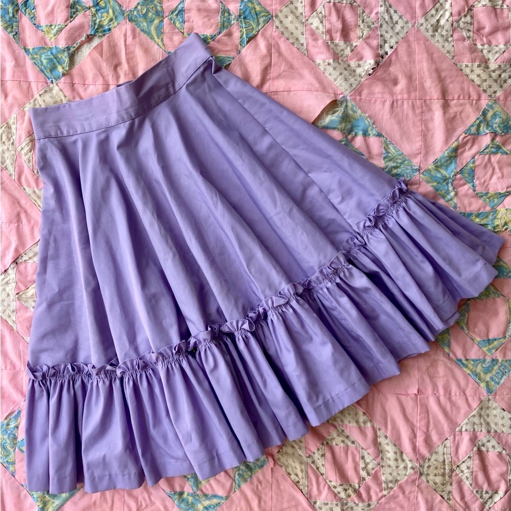VINTAGE Lavender Ruffled Western Circle Women's Skirt High Waist 27